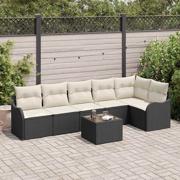 vidaXL Gartensofa-set Schwarz Poly-Rattan