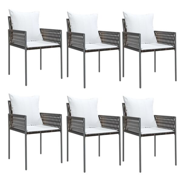 vidaXL 7-tlg. Garten-Essgruppe mit Kissen Poly Rattan und Stahl