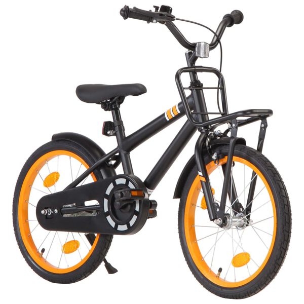 vidaXL Kinderfahrrad mit Frontgep&auml;cktr&auml;ger 18 Zoll Schwarz und Orange