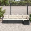 vidaXL Garten-Sofa-Set mit Kissen 6 pcs Schwarz Poly Rattan