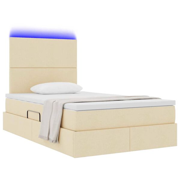 vidaXL Bett mit Stauraum und LED Creme 120 x 200 cm Polyester