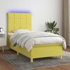 vidaXL Boxspringbett mit Matratze & LED Gr&uuml;n 100x200 cm Stoff