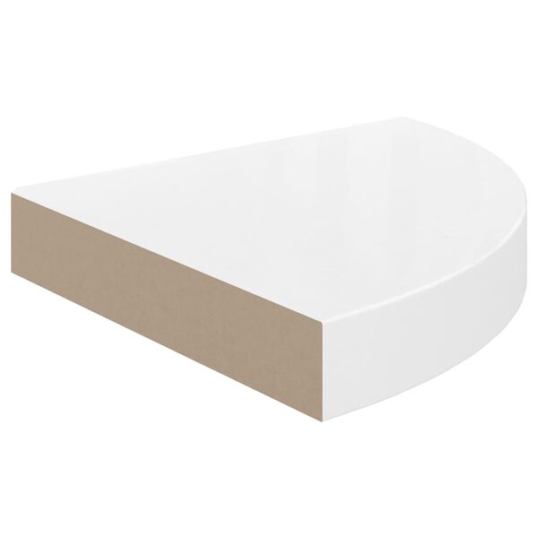 vidaXL Schwebendes Eckregal Hochglanz-Wei&szlig; 25x25x3,8 cm MDF
