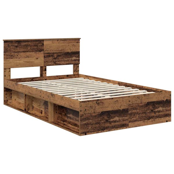 vidaXL Bettrahmen mit Kopfteil Altholz 120 x 200 cm Holzwerkstoff