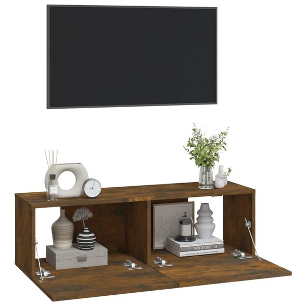 vidaXL TV-Wandschr&auml;nke 2 Stk. R&auml;uchereiche 100x30x30 cm Holzwerkstoff