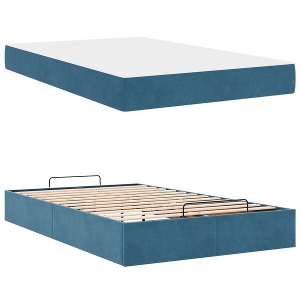 vidaXL Bettgestell mit Matratze mit Matratze 2 pcs Blau Samt