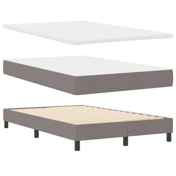 vidaXL Boxspringbett mit Matratze Taupe 120 x 200 cm Stoff