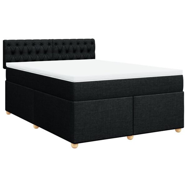 vidaXL Boxspringbett mit Matratze Schwarz 140x190 cm Stoff