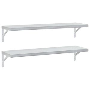 vidaXL Wandregale 2 Stk. 100x30 cm Silbern Edelstahl