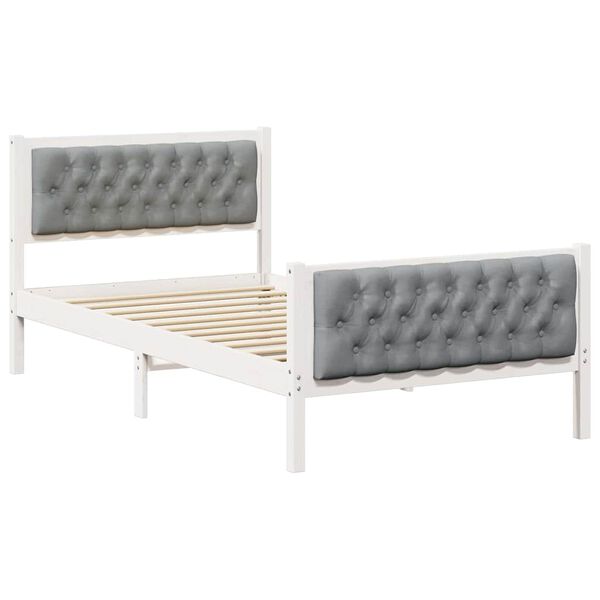 vidaXL Bettrahmen Hellgrau 100 x 200 cm Massives Kiefernholz