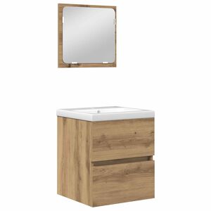 vidaXL Badezimmerm&ouml;bel-Set 2 pcs Artisan-Eiche und Wei&szlig; Holzwerkstoff