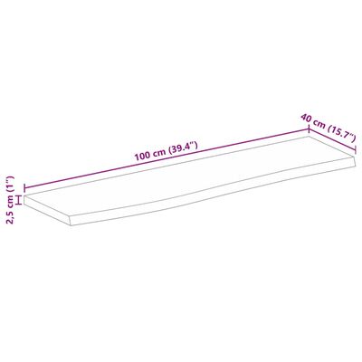 vidaXL Tischplatte mit Baumkante 100x40x2,5 cm Massivholz Mango