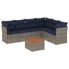 vidaXL 7-tlg. Garten-Sofagarnitur mit Kissen Grau Poly Rattan