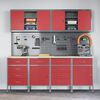 vidaXL Werkbank mit Schubladen 10 pcs Rot Ingenieure Holz und Stahl