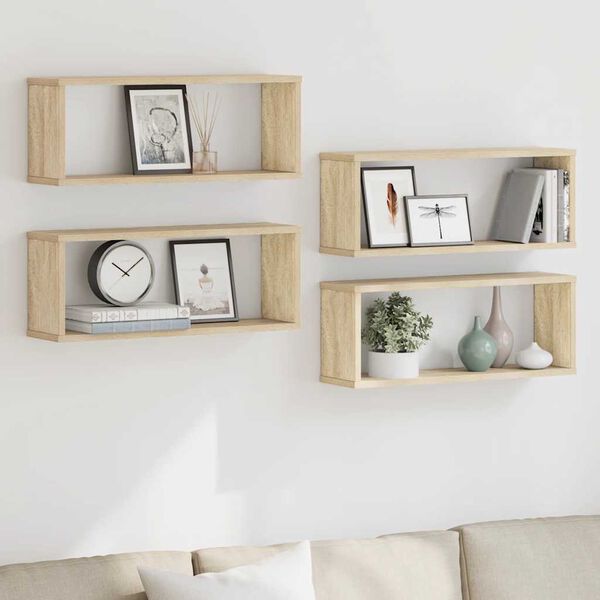 vidaXL W&uuml;rfelregale 4 Stk. Sonoma-Eiche 60x15x23 cm Holzwerkstoff