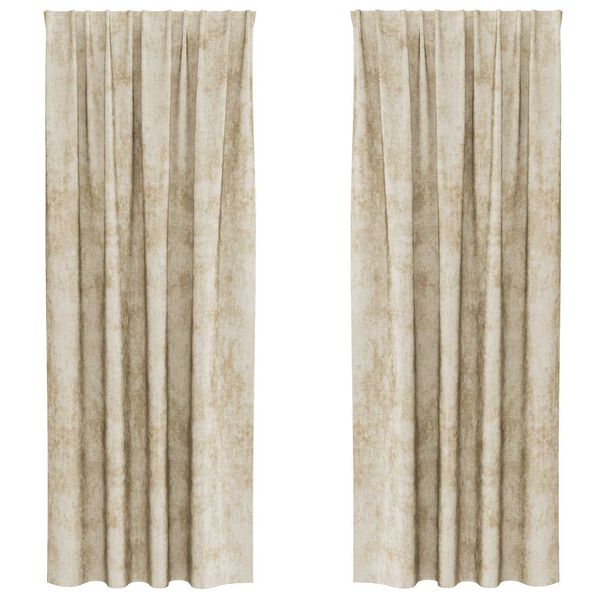 vidaXL Samtvorh&auml;nge mit Vorh&auml;ngen 2 pcs Creme 260 x 140 cm Samt