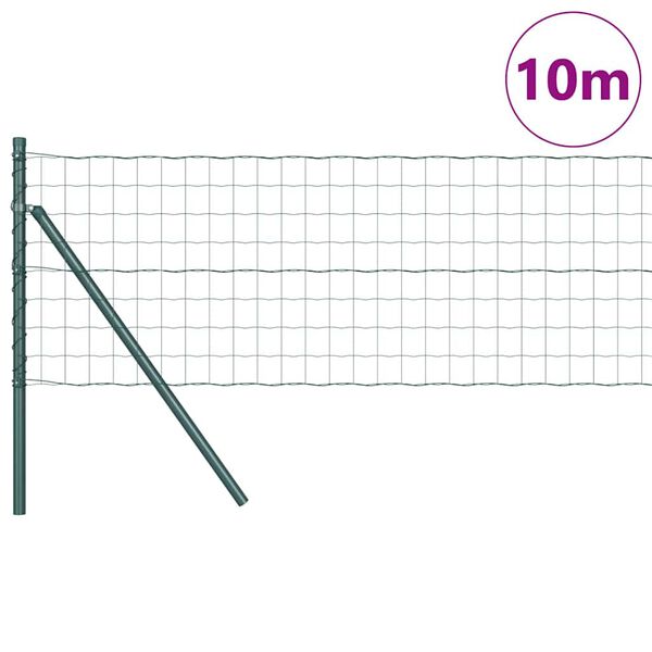 vidaXL Zaun mit Pfosten Gr&uuml;n 0,8 x 10 m Stahl