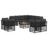 vidaXL Outdoor-Sofagarnitur 12 pcs Schwarz und Dunkelgrau Polyester