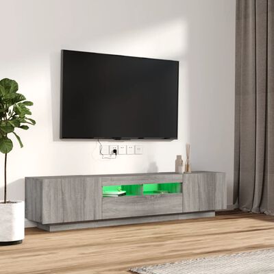 vidaXL 2-tlg. TV-Schrank-Set LED-Leuchten Grau Sonoma Holzwerkstoff