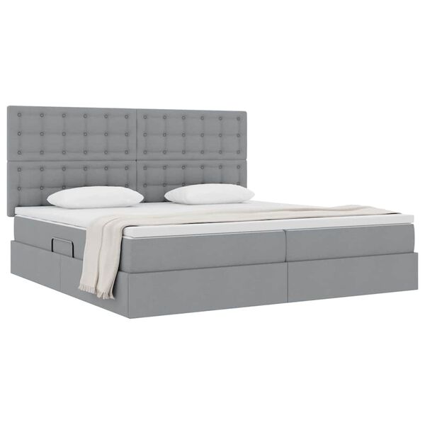 vidaXL Aufbewahrungsbett mit Matratze Hellgrau 200 x 200 cm Polyester