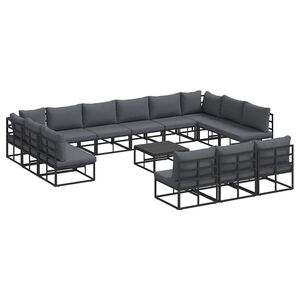 vidaXL Gartensofa-set 14 stk. Schwarz Aluminium