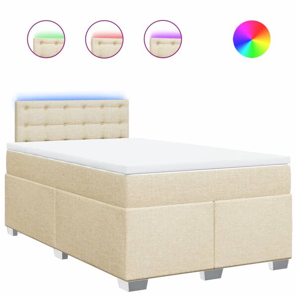 vidaXL Boxspringbett mit Matratze Creme 120x200 cm Stoff