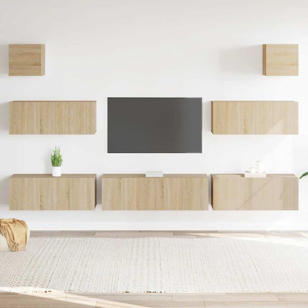 vidaXL 7-tlg. TV-Schrank-Set Sonoma-Eiche Holzwerkstoff