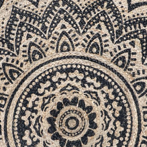 Dutch Lifestyle Teppich Jaipur Classic 150 cm Rund Beige und Schwarz