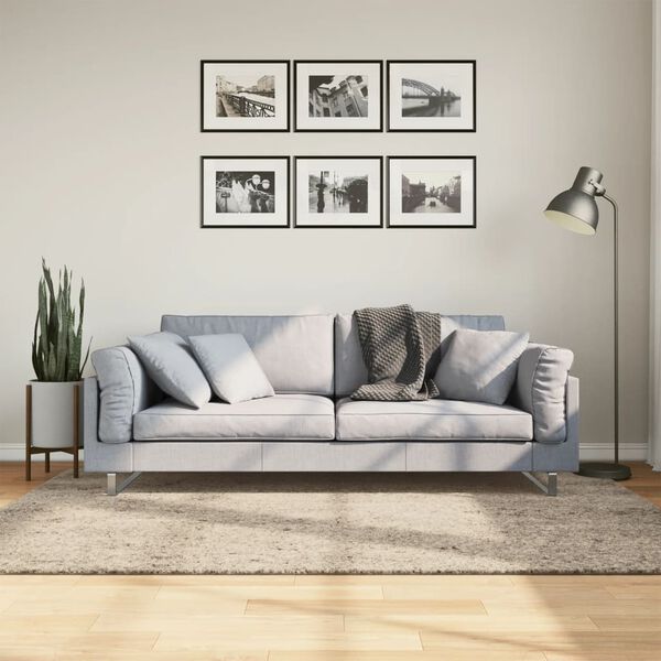 vidaXL Teppich ISTAN Hochflor Gl&auml;nzend Beige 140x200 cm