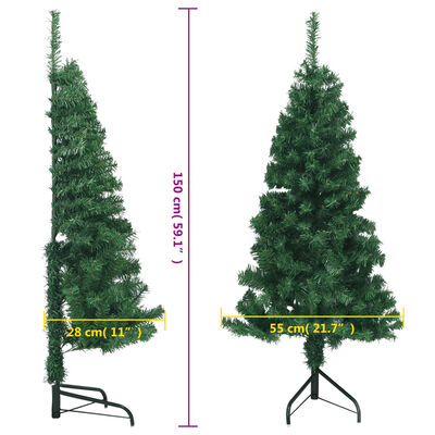 vidaXL Künstlicher Eck-Weihnachtsbaum Grün 150 cm PVC