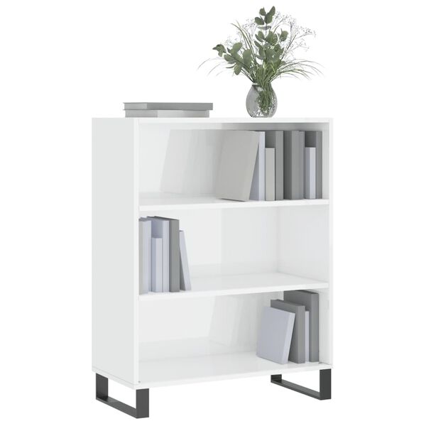 vidaXL Regalschrank Hochglanz-Wei&szlig; 69,5x32,5x90 cm Holzwerkstoff