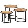 vidaXL Satztische 3 Stk. Raues Massivholz Mango