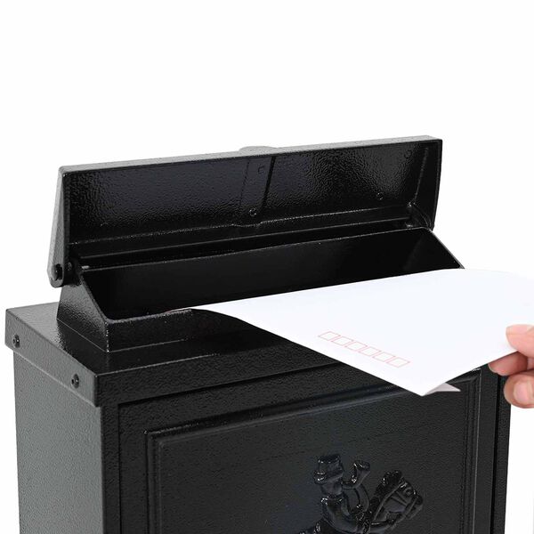 vidaXL Wandmontierter Briefkasten mit Speicher Schwarz 29 x 13 x 41 cm
