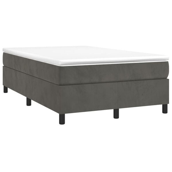 vidaXL Boxspringbett mit Matratze Dunkelgrau 120x200 cm Samt