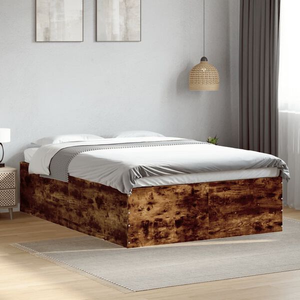 vidaXL Bettgestell R&auml;uchereiche 140x190 cm Holzwerkstoff