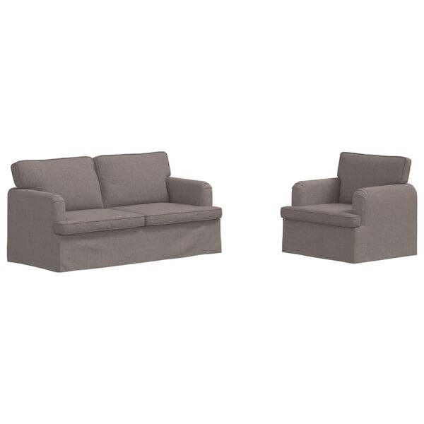 vidaXL Sofa 140cm 2 pcs Taupe Metall