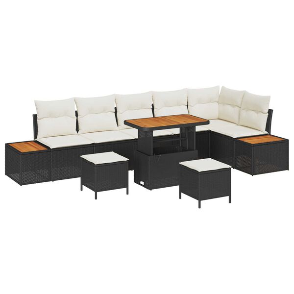 vidaXL Gartensofa-set 9 pcs Schwarz Poly-Rattan