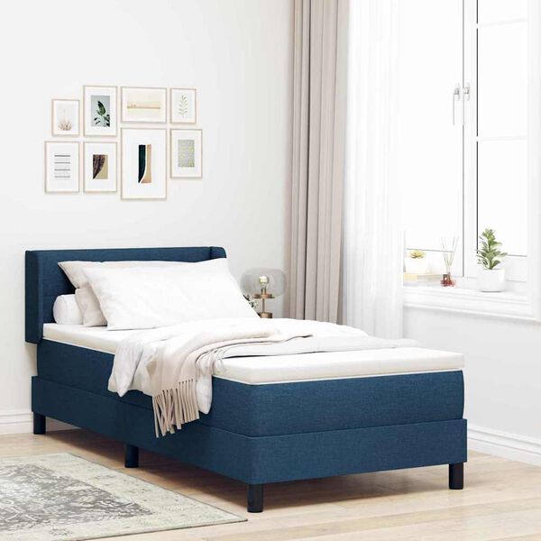 vidaXL Boxspringbett mit Matratze Blau 200 x 80 cm Polyester