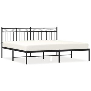 vidaXL Bettgestell mit Kopfteil Metall Schwarz 180x200 cm