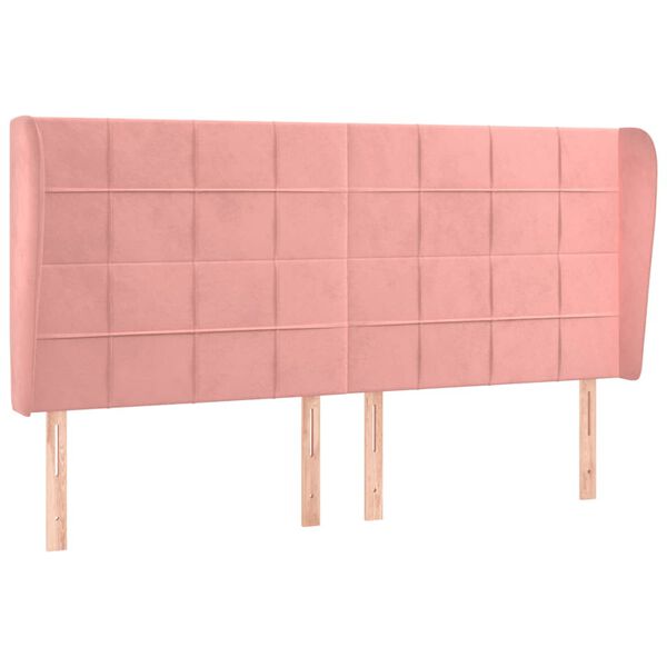 vidaXL Kopfteil mit Ohren Rosa 163x23x118/128 cm Samt