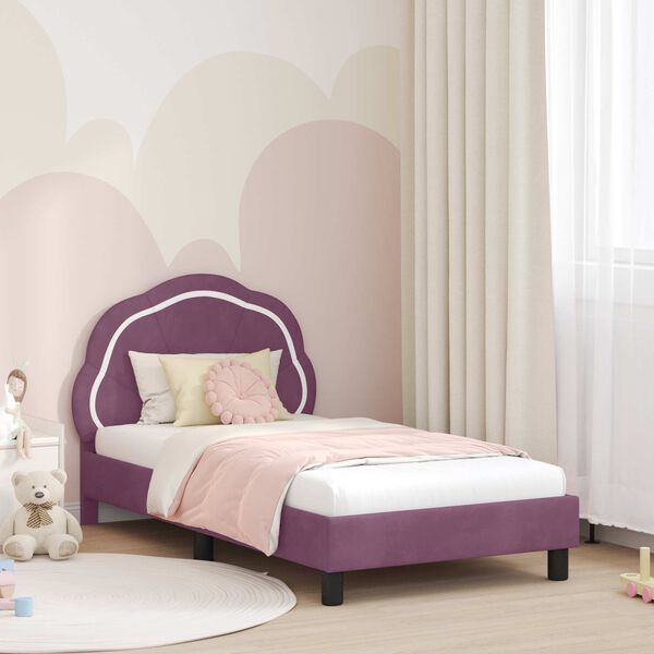vidaXL Kinderbettgestell mit Kopfteil Lila 80 x 160 cm Samt