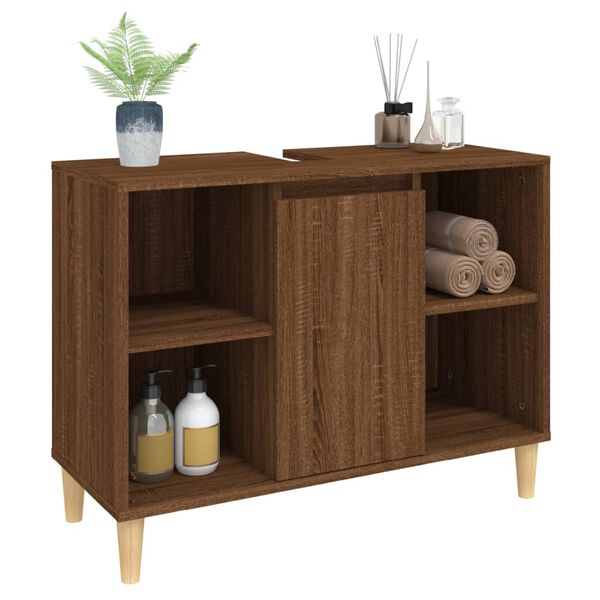 vidaXL Waschbeckenunterschrank Braun Eichen-Optik 80x33x60 cm