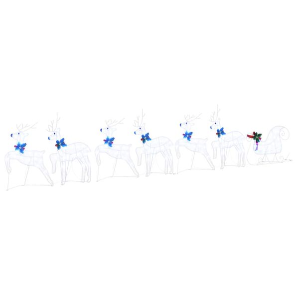 vidaXL LED Rentiere 7 pcs Wei&szlig; Stoff