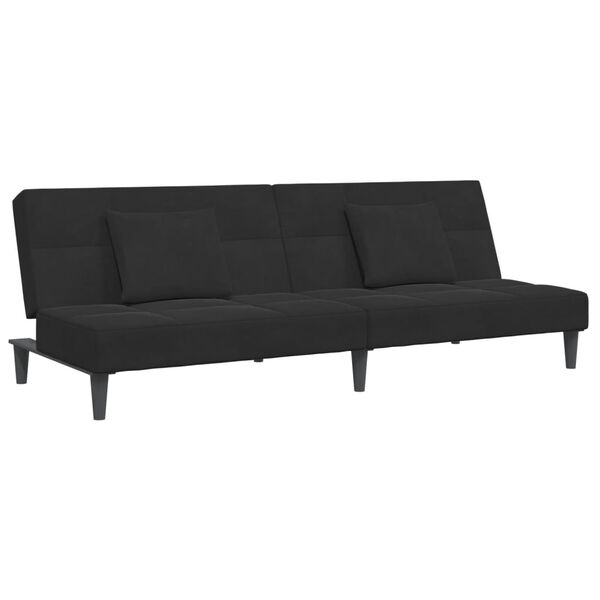 vidaXL Schlafsofa 2-Sitzer mit Fu&szlig;hocker Schwarz Samt