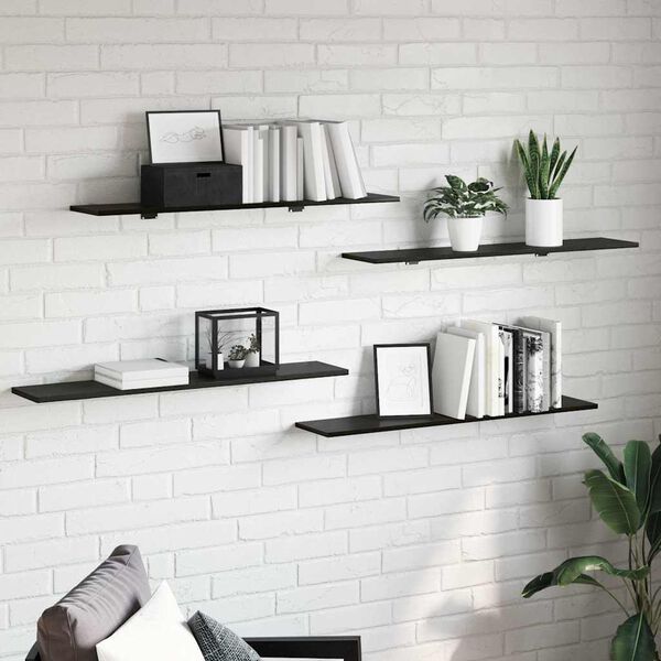 vidaXL Regalbrett 4 pcs Schwarz 100 x 20 x 1.5 cm Holzwerkstoff