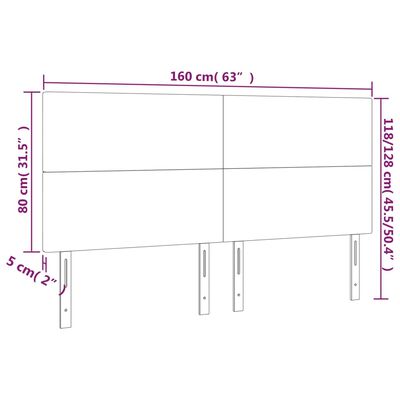 vidaXL LED Kopfteil Hellgrau 160x5x118/128 cm Samt