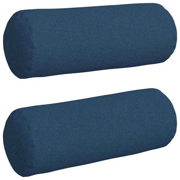 vidaXL Bolsterkissen 2 St&uuml;ck Blau &Oslash; 25 x 70 cm Stoff