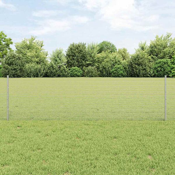 vidaXL Zaun mit Pfosten Silber 0,6 x 10 m Stahl