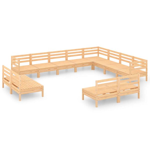 vidaXL 12-tlg. Garten-Lounge-Set Massivholz Kiefer