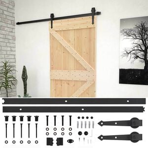 vidaXL Schiebet&uuml;r Nat&uuml;rlich und Schwarz 90 x 210 cm